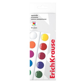 Краски акварельные 12 цветов (в коробке с европодвесом)