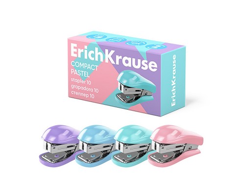Мини-степлер №10 Compact Pastel до 15 листов, ассорти