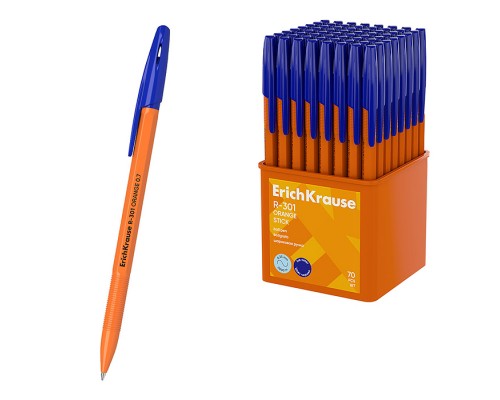 Ручка шариковая R-301 Stick Orange 0.7, цвет чернил синий (в стакане по 70 шт.)