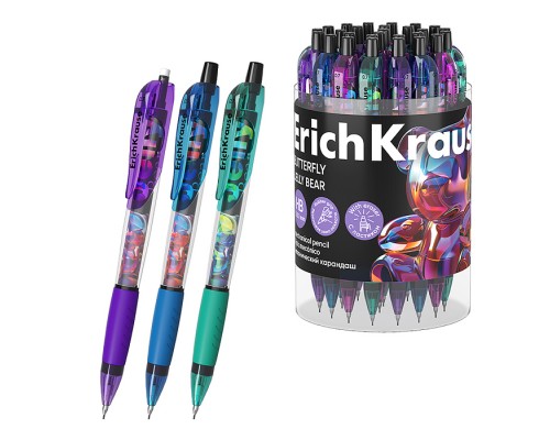 Карандаш механический ErichKrause Butterfly Jelly Bear 0.7 мм, с ластиком, НВ (в тубусе по 24 шт.)