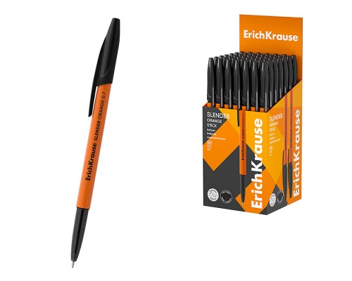 Ручка шариковая "Slender Stick Orange" 0.7, Super Glide Technology, цвет чернил черный (в коробке по 50 шт.)