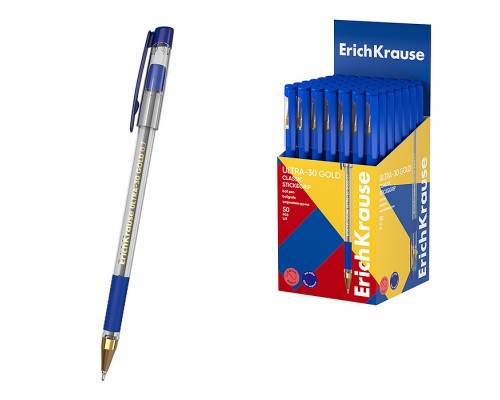 Ручка шариковая ULTRA-30 Gold Stick&Grip Classic, 0.7, Super Glide Technology, цвет чернил синий (в коробке по 50 шт.)