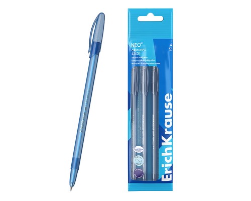 Набор из 4 ручек шариковых Neo&reg; Stick Original 0.7, Super Glide Technology, цвет чернил синий