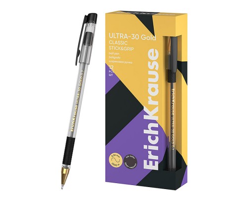 Ручка шариковая ULTRA-30 Gold Stick&Grip Classic 0.7, Super Glide Technology, цвет чернил черный