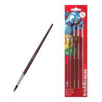 Кисти "Jolly Friends" для акварели и гуаши, пони, 4 штуки (в блистере)