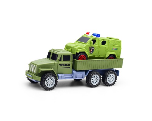 Автовоз "Военный конвой" с машиной, под колпаком