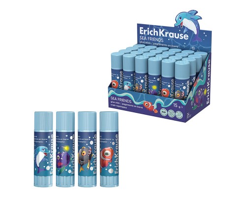 Клей-карандаш EasyStick Sea Friends, 15г, ассорти