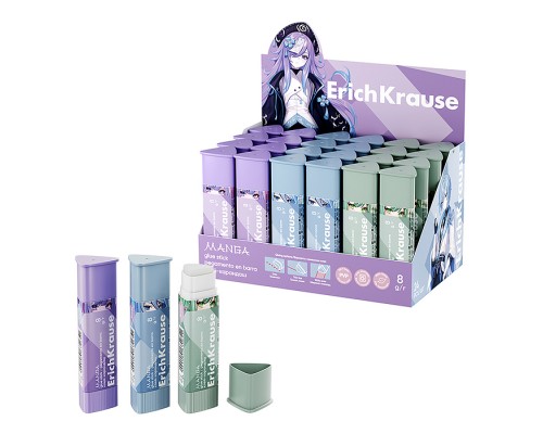 Клей-карандаш Prism Manga, 8г, ассорти (в коробке-дисплее по 24 шт.)