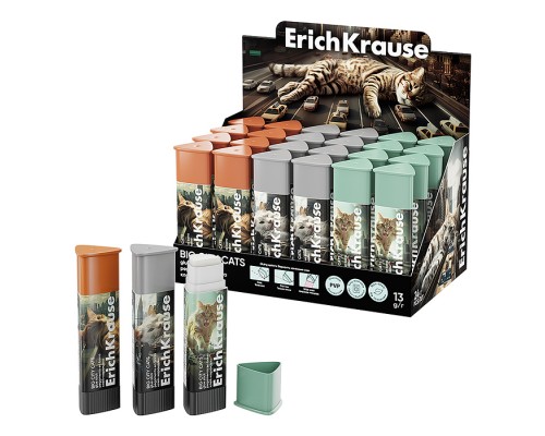 Клей-карандаш Prism Big City Cats, 13г, ассорти (в коробке-дисплее по 24 шт.)