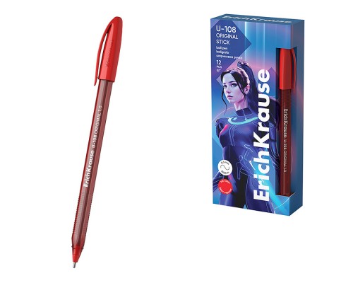 Ручка шариковая U-108 Stick Original 1.0, Ultra Glide Technology, цвет чернил красный