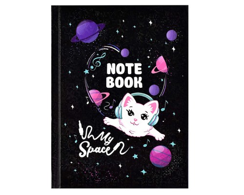 Записная книжка А6, 48 л. "Белая кошечка" твёрдый переплёт, 117х151 мм.