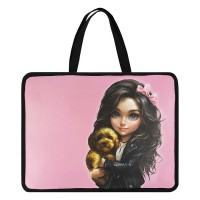 Папка пластиковая А4 "Брюнетка с собачкой"