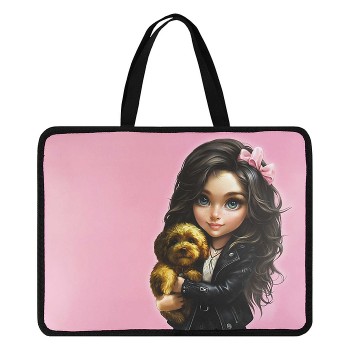 Папка пластиковая А4 "Брюнетка с собачкой"