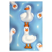 Тетрадь 32 л. клетка "3D-Гуси" 141х215 мм, А5 мягкий переплёт, дизайнерский блок