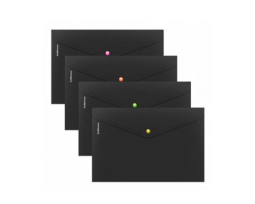 Папка-конверт на кнопке пластиковая Matt Accent, с неоновой кнопкой, A4