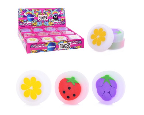 Ластик из синтетического каучука 35х35х10мм, цвета в ассортименте, в индивидуальной упаковке