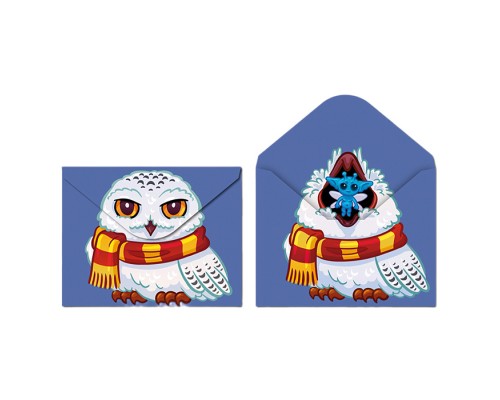 Папка-конверт на кнопке А4, пластик, "Сова" 180 мкм, двусторонняя печать