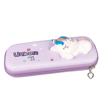 Пенал одинарный 24*11,5*4,5 cм "Сквиш Единорог" 3Д ЭВА