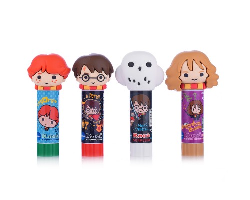 Клей-карандаш с топпером "Гарри Поттер" ПВП 9 г, микс 4 героя в дисплее