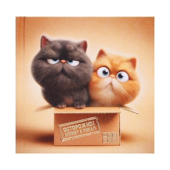 Блокнот 48л. "Коты в коробке" 105х105 мм, клетка