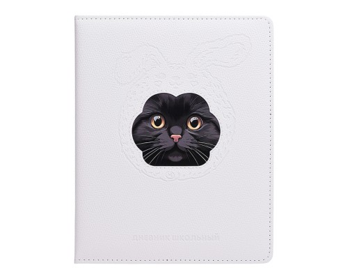 Дневник 1-11 кл. "Черный кот в шапочке" кожзам: А5+; твёрдый переплёт с поролоном