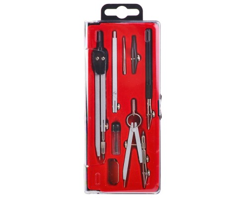 Готовальня "Perfecta school" 8 предметов в пенале, для младших и средних классов