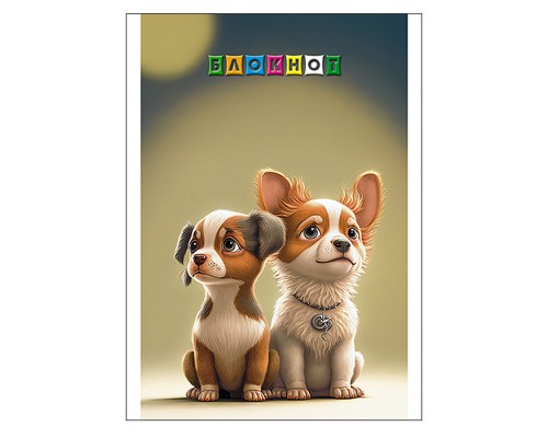 Блокнот 16л. клетка А6 "Два щенка"