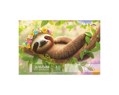 Альбом для рисования 40л. цв. офсет. обл."Ленивец. Релакс"