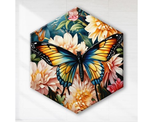 Картина по номерам 37х32 "Бабочка Махаон" Гексагон (29 цв.)