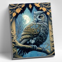 Картина по номерам 40х50 "Ночная сова" (20 цветов)