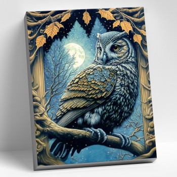 Картина по номерам 40х50 "Ночная сова" (20 цветов)