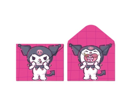 Папка-конверт на кнопке А4, пластик, "Куроми с леденцом" 180 мкм, двусторонняя печать