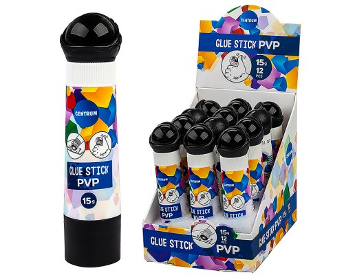 Клей-карандаш ПВП 15 г треугольный, с пресс-роликом, в дисплее