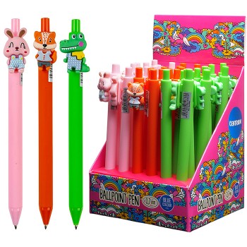 Ручка шариковая автоматическая "Cute animals" синие чернила 0.7мм в дисплее