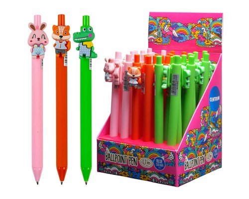 Ручка шариковая автоматическая "Cute animals" синие чернила 0.7мм в дисплее