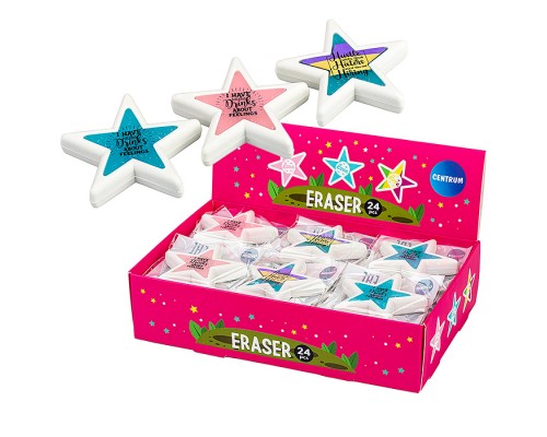 Ластик из синтетического каучука "Звезда" 50х50х10мм в индивидуальном ПВХ-пакете, в дисплее