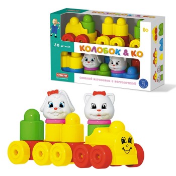 Конструктор "Колобок и компания" 30 деталей с паровозиком