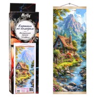 Картина по номерам 35х88 "Домик в альпийских горах" панно 30 цветов 1/24