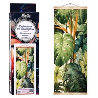 Картина по номерам 35х88 "Тропические листья монстеры" панно 22 цвета 1/24