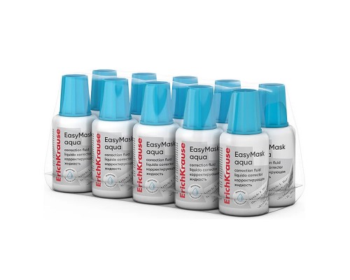 Корректирующая жидкость с кисточкой ErichKrause EasyMask Aqua, на водной основе, 20г