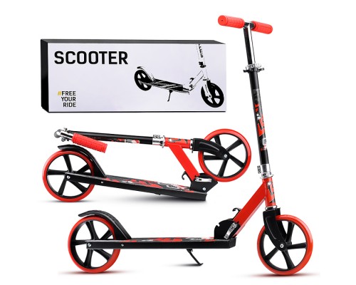 Самокат 2-х кол., красный, d 200 мм., PU, в коробке