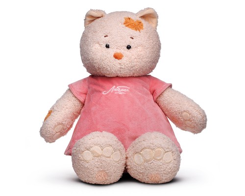 Кошка Мэри в платье пудровом, 37 см