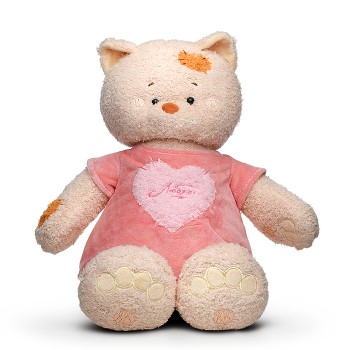 Кошка Мэри в платье пудровом (с сердцем), 37 см