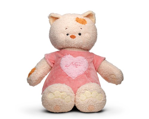 Кошка Мэри в платье пудровом (с сердцем), 37 см