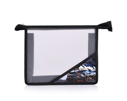 Папка для тетрадей А5 молния сверху, пластик, с уголком, 230/190/50 "Спортивное авто "