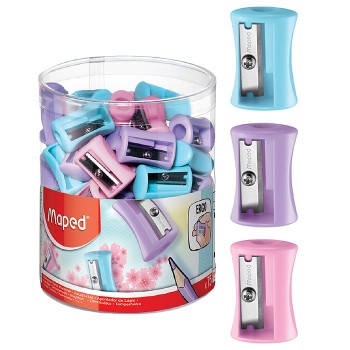 Точилка 1 отверстие без контейнера, пастельные цвета, в дисплее