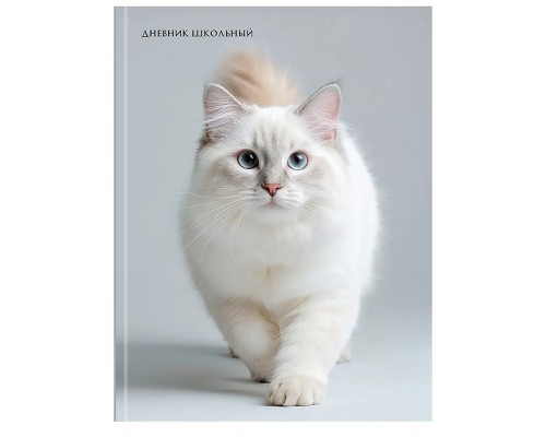 Дневник 1-11 кл. "Белый котик" 40л. 7БЦ,глянц.лам.,универсальн.