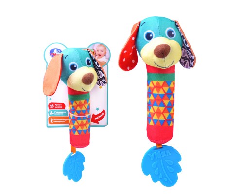 Текстильная игрушка, погремушка - пищалка "Собачка"