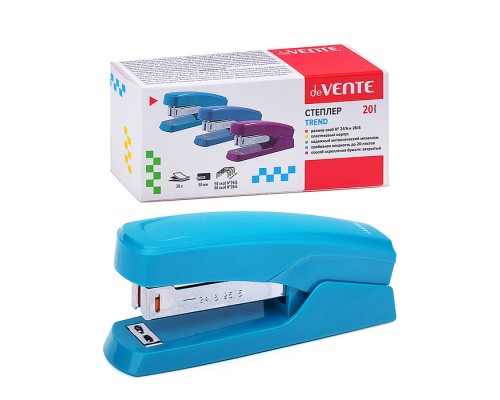 Степлер "Trend" 24/6&26/6 (мощность 20 листов, глубина скрепления 50 мм) пластиковый, в картонной коробке, изумрудно-бирюзовый