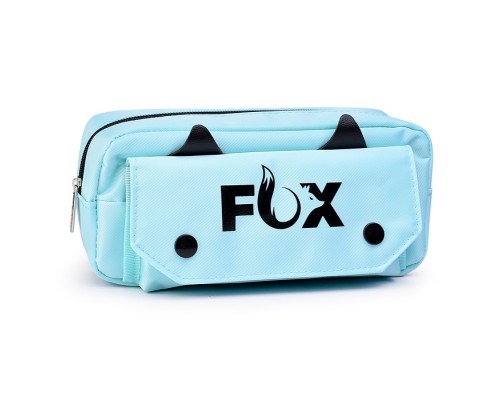 Пенал "Happy. Fox" 210x90x60 мм, плотный износостойкий полиэстер с водоотталкивающей пропиткой, отделение на молнии, прямоугольный для 70 предметов, передний карман на молнии со створкой органайзером на липучке, задний карман на молнии, ментол